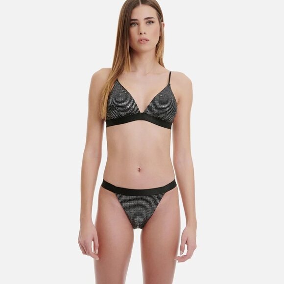 NWT Sugarfree metallic accent triangle bikini top & bikini bottom set - Picture 2 of 15